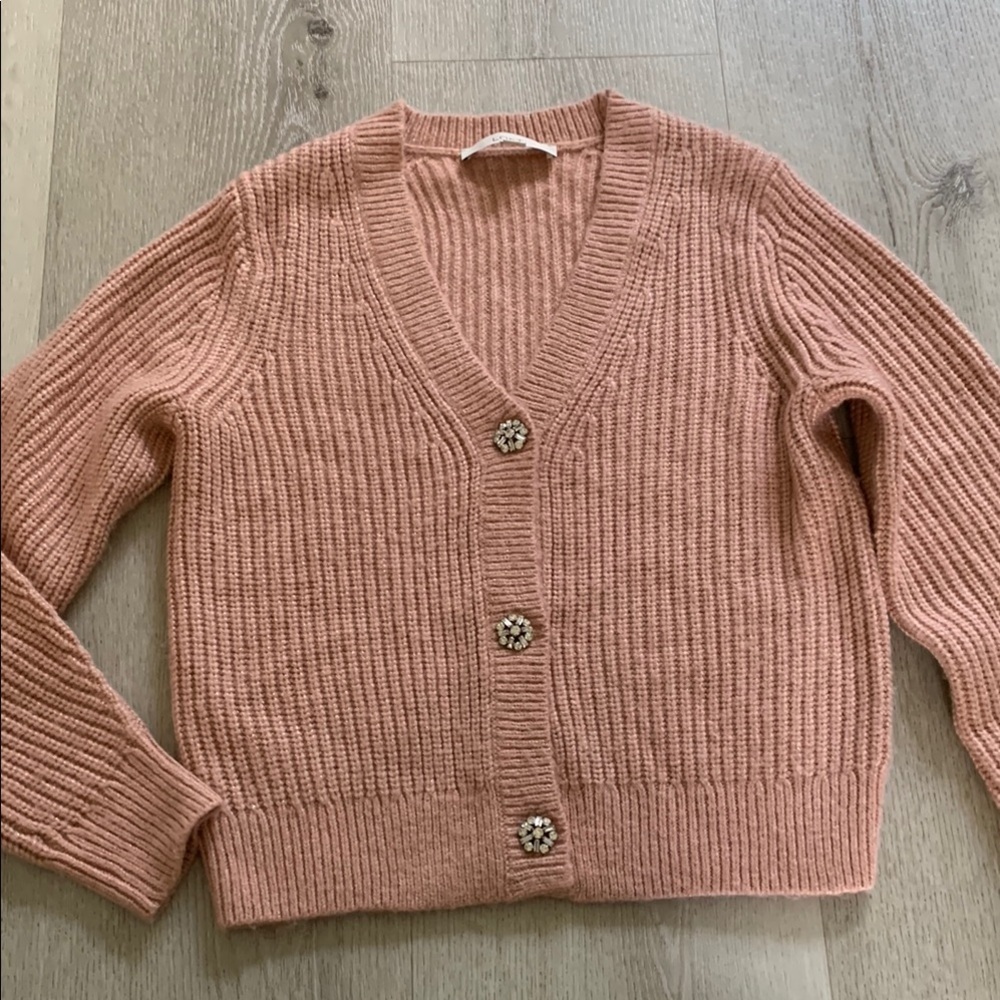 Loft shimmer Women's‎ Pink Cardigan Sweater size XS ribbed